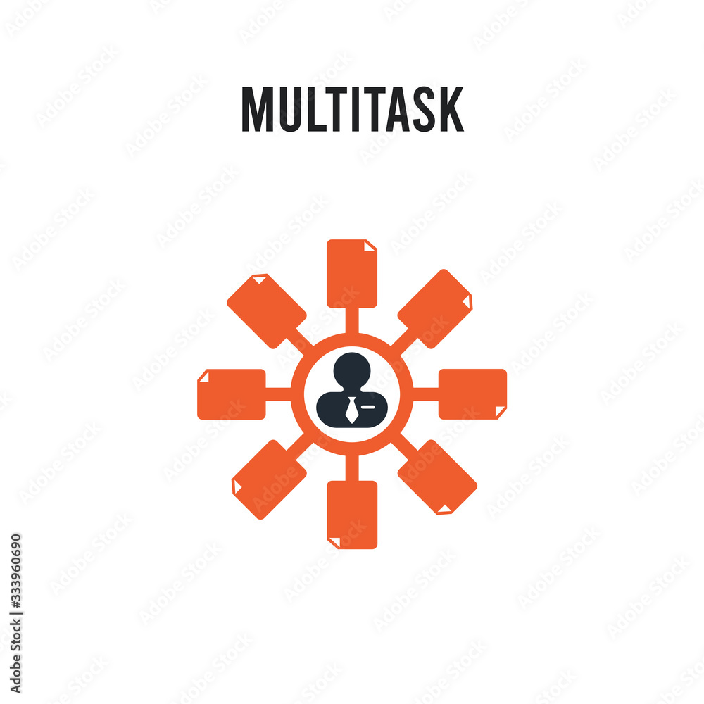 Poster multitask vector icon on white background. red and black colored multitask icon. simple element illu