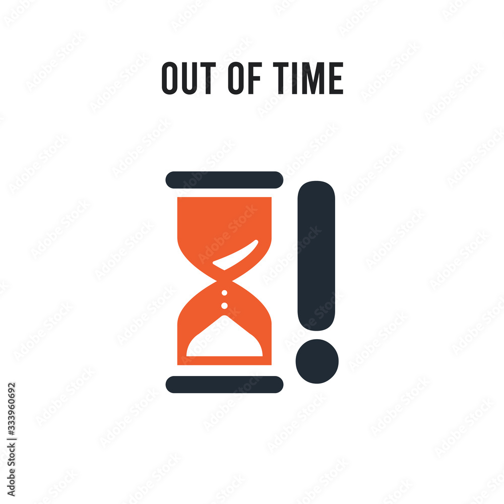 Poster out of time vector icon on white background. red and black colored out of time icon. simple element 