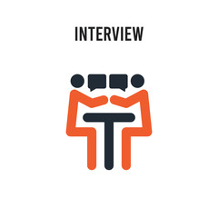 Interview vector icon on white background. Red and black colored Interview icon. Simple element illustration sign symbol EPS