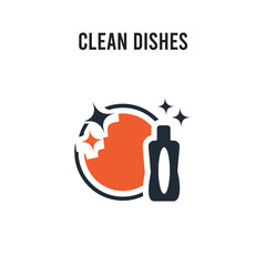 Clean dishes vector icon on white background. Red and black colored Clean dishes icon. Simple element illustration sign symbol EPS