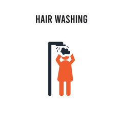 Hair washing vector icon on white background. Red and black colored Hair washing icon. Simple element illustration sign symbol EPS