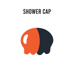 Shower cap vector icon on white background. Red and black colored Shower cap icon. Simple element illustration sign symbol EPS