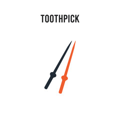 Toothpick vector icon on white background. Red and black colored Toothpick icon. Simple element illustration sign symbol EPS