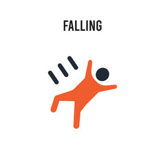 Falling vector icon on white background. Red and black colored Falling icon. Simple element illustration sign symbol EPS