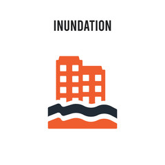 Inundation vector icon on white background. Red and black colored Inundation icon. Simple element illustration sign symbol EPS