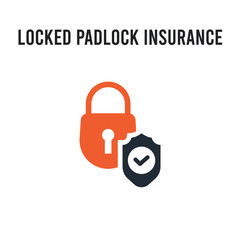 Locked padlock insurance vector icon on white background. Red and black colored Locked padlock insurance icon. Simple element illustration sign symbol EPS