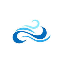 Blue ocean sea wave object flat icon vector isolated on white background