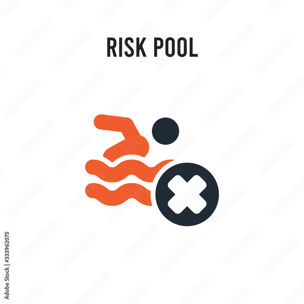 Poster risk pool vector icon on white background. red and black colored risk pool icon. simple element illu