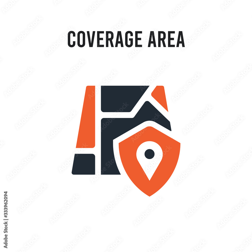 Poster coverage area vector icon on white background. red and black colored coverage area icon. simple elem