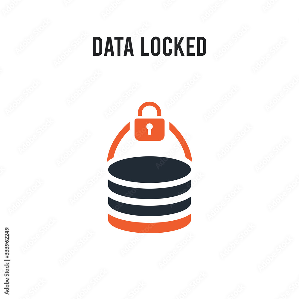 Poster data locked vector icon on white background. red and black colored data locked icon. simple element 