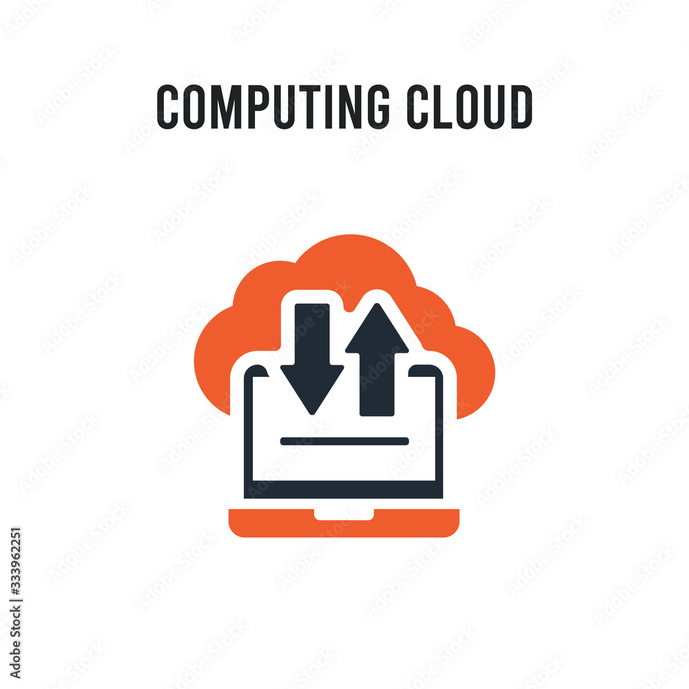 Poster computing cloud vector icon on white background. red and black colored computing cloud icon. simple 