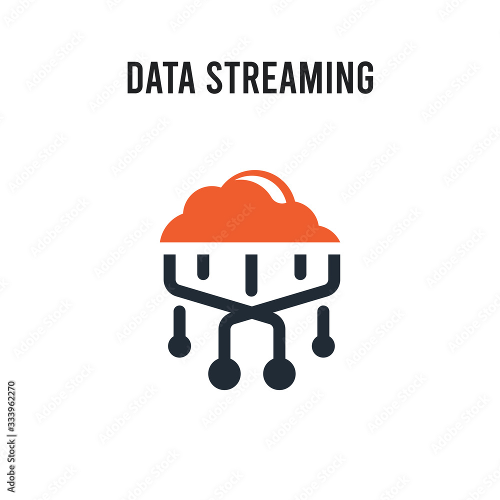 Poster data streaming vector icon on white background. red and black colored data streaming icon. simple el