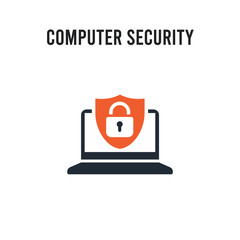 Computer security vector icon on white background. Red and black colored Computer security icon. Simple element illustration sign symbol EPS