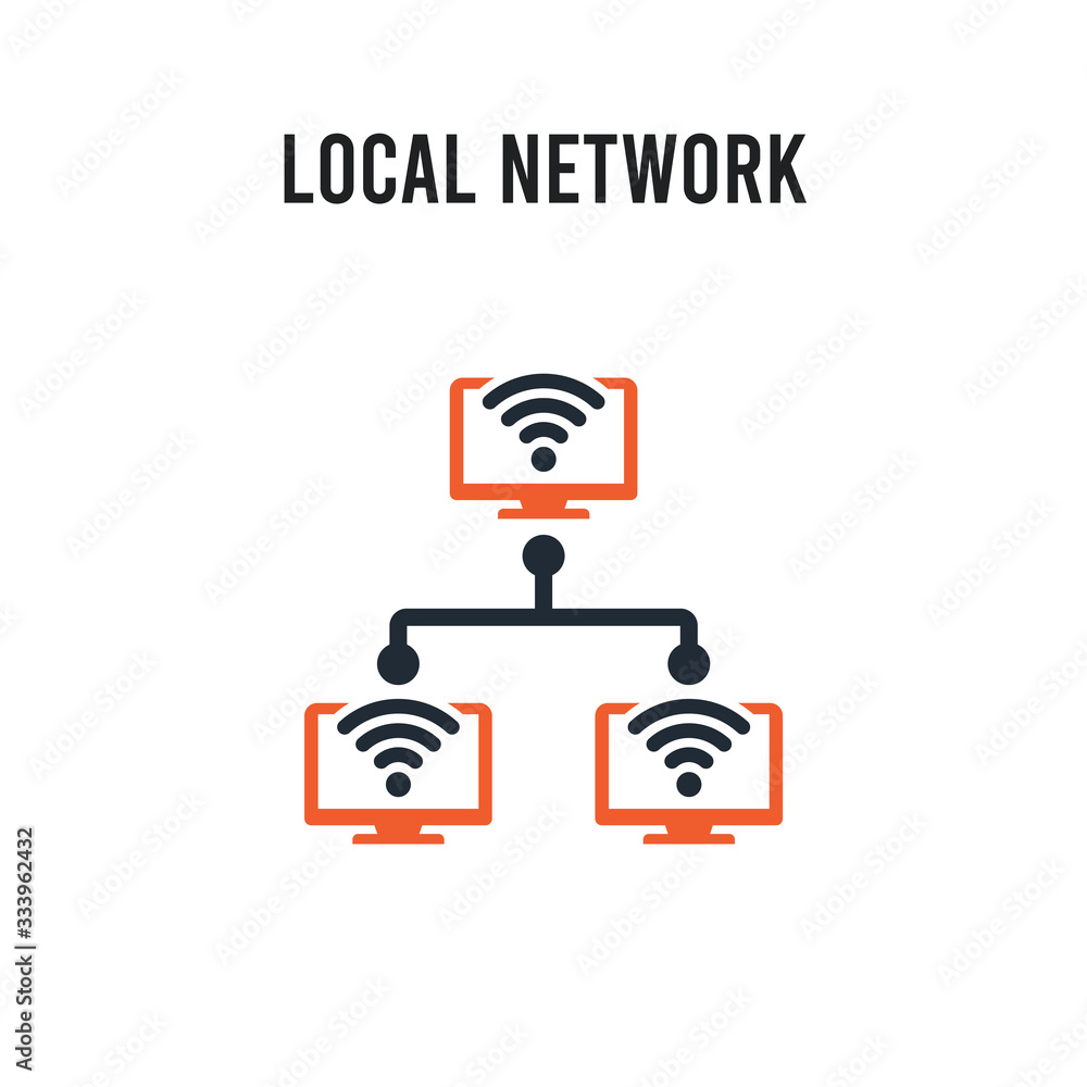 Poster local network vector icon on white background. red and black colored local network icon. simple elem