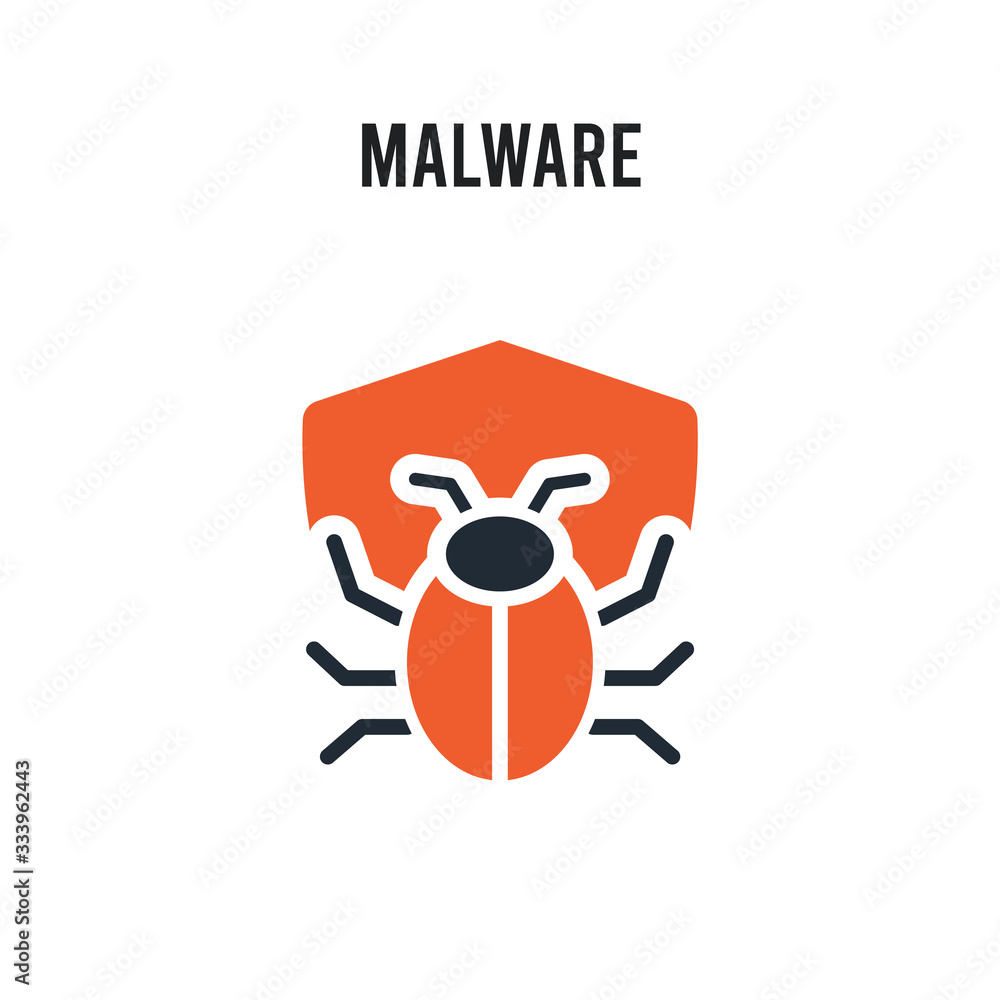 Poster malware vector icon on white background. red and black colored malware icon. simple element illustra