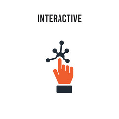 Interactive vector icon on white background. Red and black colored Interactive icon. Simple element illustration sign symbol EPS