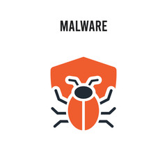 Malware vector icon on white background. Red and black colored Malware icon. Simple element illustration sign symbol EPS