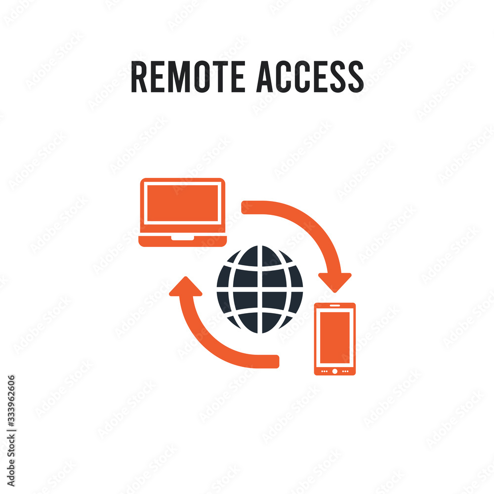 Poster remote access vector icon on white background. red and black colored remote access icon. simple elem