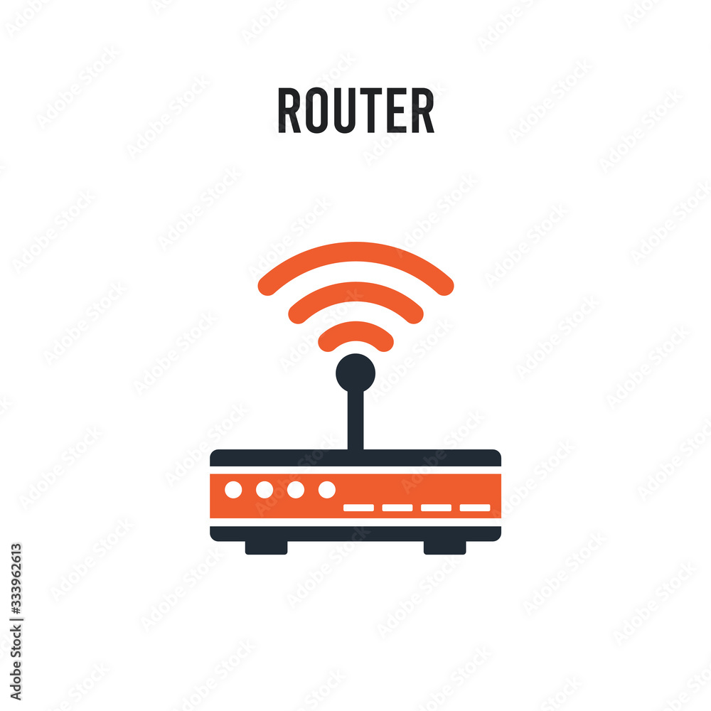 Poster router vector icon on white background. red and black colored router icon. simple element illustrati