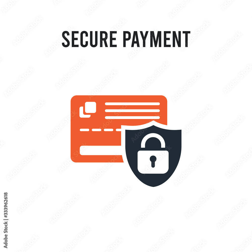 Poster secure payment vector icon on white background. red and black colored secure payment icon. simple el