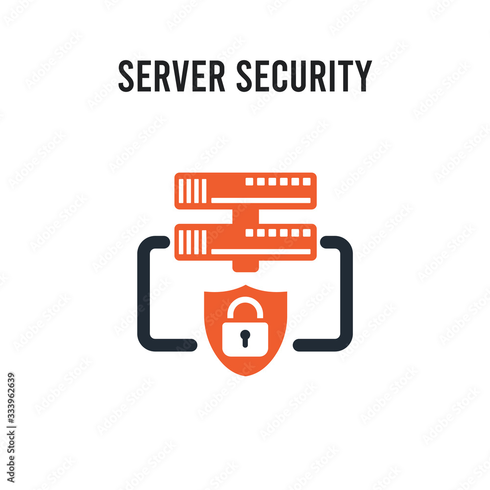 Poster server security vector icon on white background. red and black colored server security icon. simple 