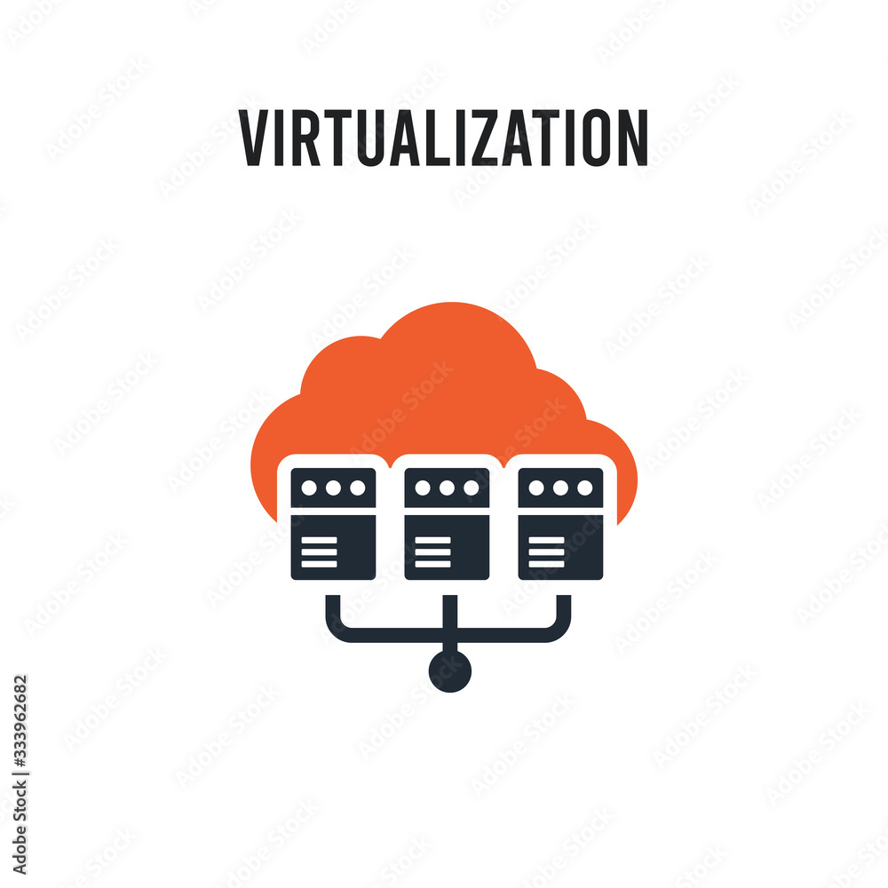 Poster virtualization vector icon on white background. red and black colored virtualization icon. simple el