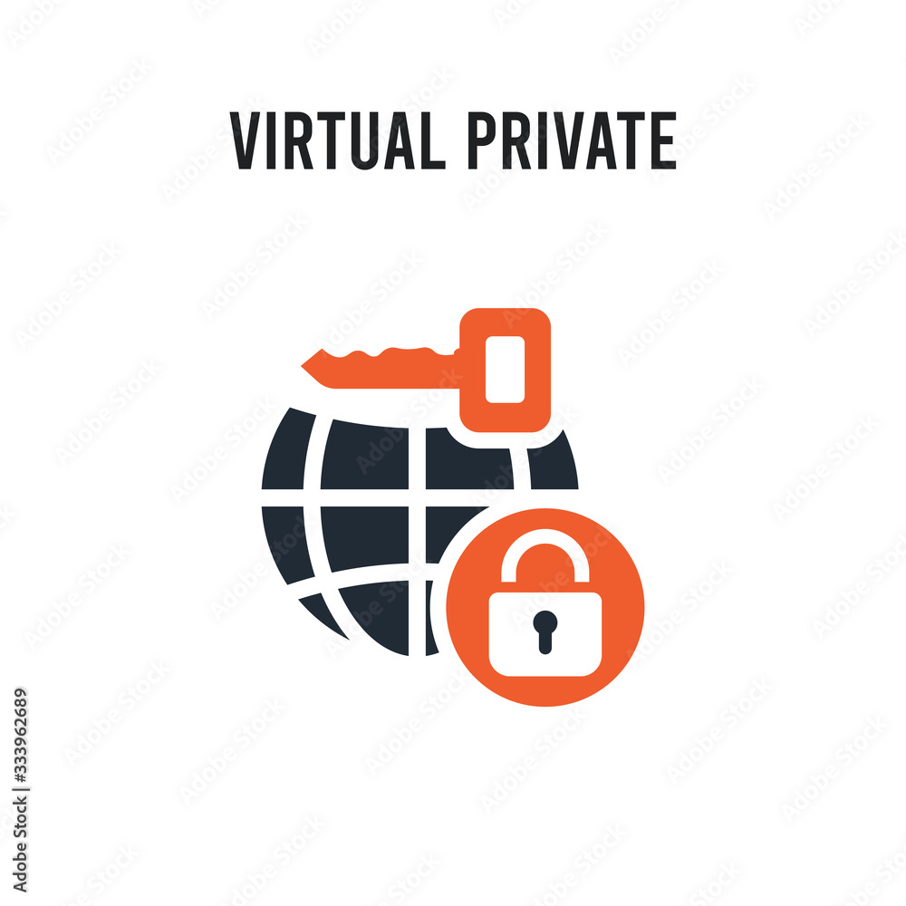 Poster virtual private network vector icon on white background. red and black colored virtual private netwo