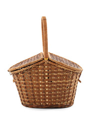 Wicker basket on white background