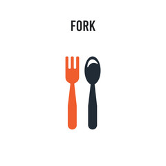 Fork vector icon on white background. Red and black colored Fork icon. Simple element illustration sign symbol EPS