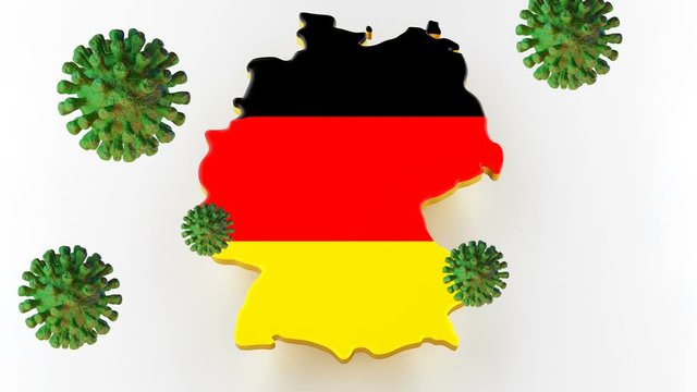 Contagious COVID-19, Flur or Coronavirus with Germany map. Coronavirus from chine. 3D rendering