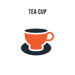 Tea cup vector icon on white background. Red and black colored Tea cup icon. Simple element illustration sign symbol EPS