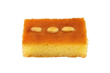 Turkish Dessert Sambali or Damascus Dessert (Sam Tatlisi)  isolated on white background.