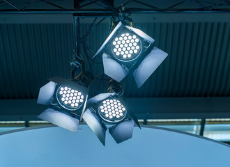 LED spotlight on mall roof
