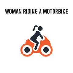 Woman Riding a Motorbike vector icon on white background. Red and black colored Woman Riding a Motorbike icon. Simple element illustration sign symbol EPS
