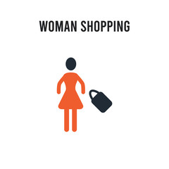 Woman Shopping vector icon on white background. Red and black colored Woman Shopping icon. Simple element illustration sign symbol EPS