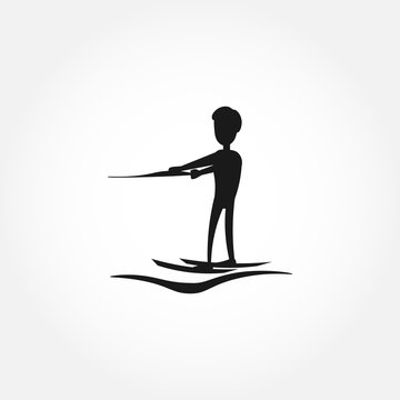 water skiing man silhouette icon design element