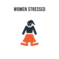 Women Stressed vector icon on white background. Red and black colored Women Stressed icon. Simple element illustration sign symbol EPS