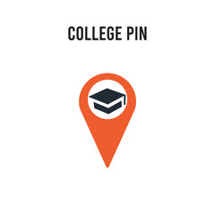 College Pin vector icon on white background. Red and black colored College Pin icon. Simple element illustration sign symbol EPS