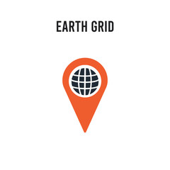 Earth grid vector icon on white background. Red and black colored Earth grid icon. Simple element illustration sign symbol EPS