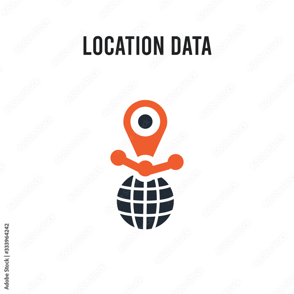 Poster location data vector icon on white background. red and black colored location data icon. simple elem