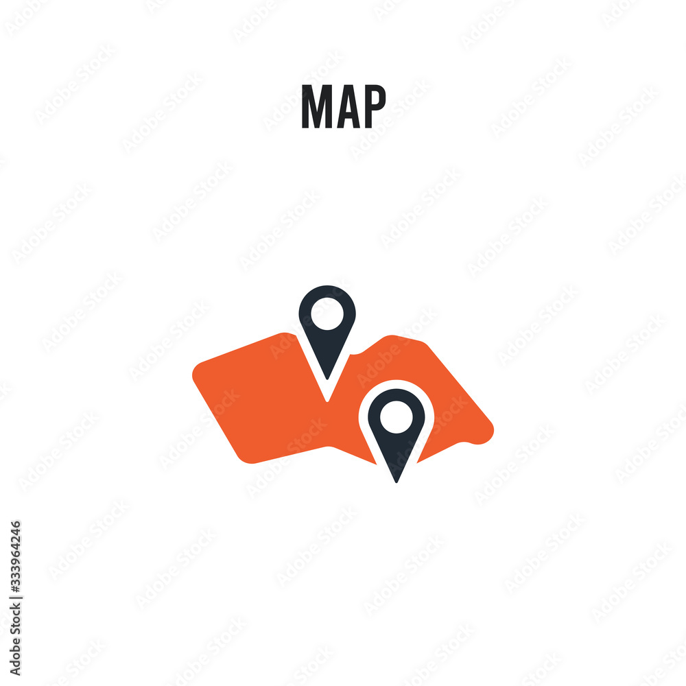Poster map vector icon on white background. red and black colored map icon. simple element illustration sig