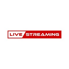 Live streaming button icon. Red symbol and button of live streaming isolated on white background