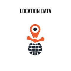 location data vector icon on white background. Red and black colored location data icon. Simple element illustration sign symbol EPS