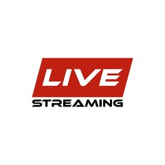 Live streaming button icon. Red symbol and button of live streaming isolated on white background