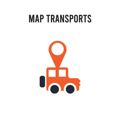Map Transports vector icon on white background. Red and black colored Map Transports icon. Simple element illustration sign symbol EPS