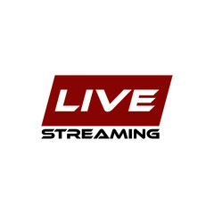 Live streaming button icon. Red symbol and button of live streaming isolated on white background