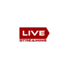 Live streaming button icon. Red symbol and button of live streaming isolated on white background