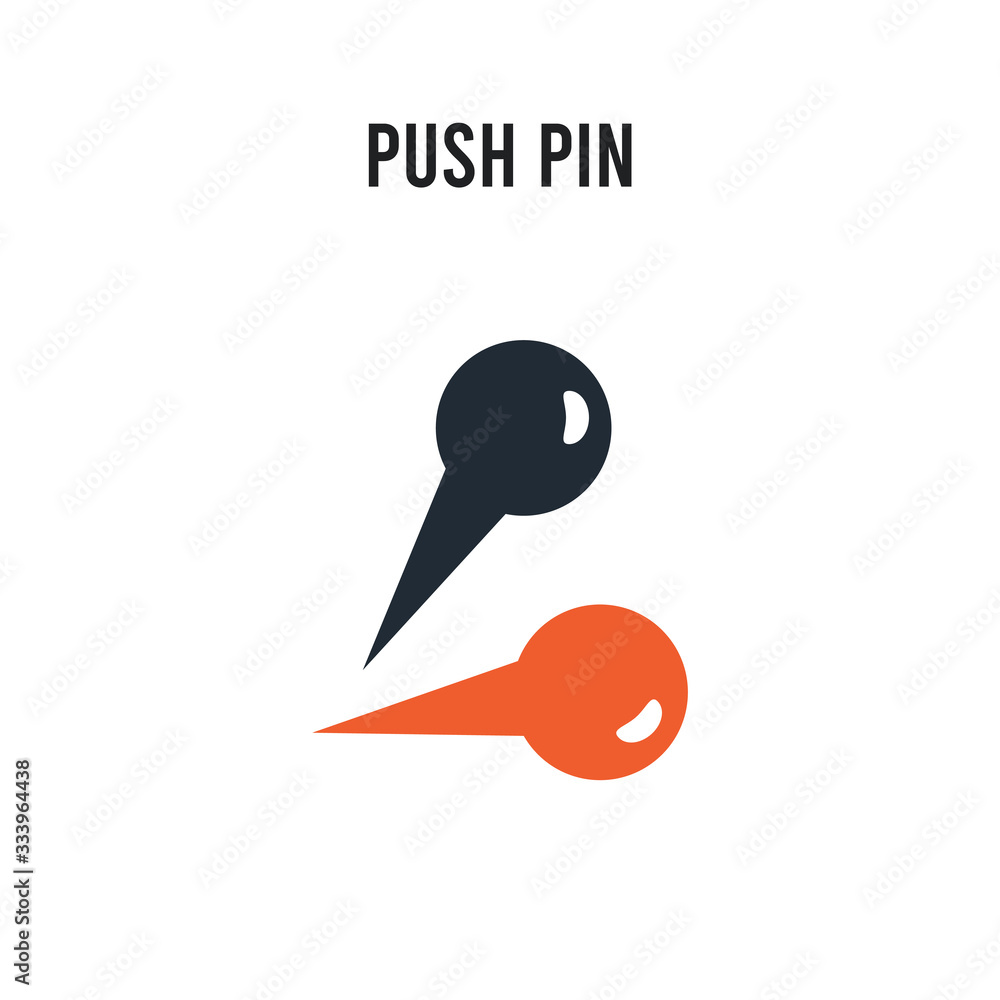 Poster push pin vector icon on white background. red and black colored push pin icon. simple element illust