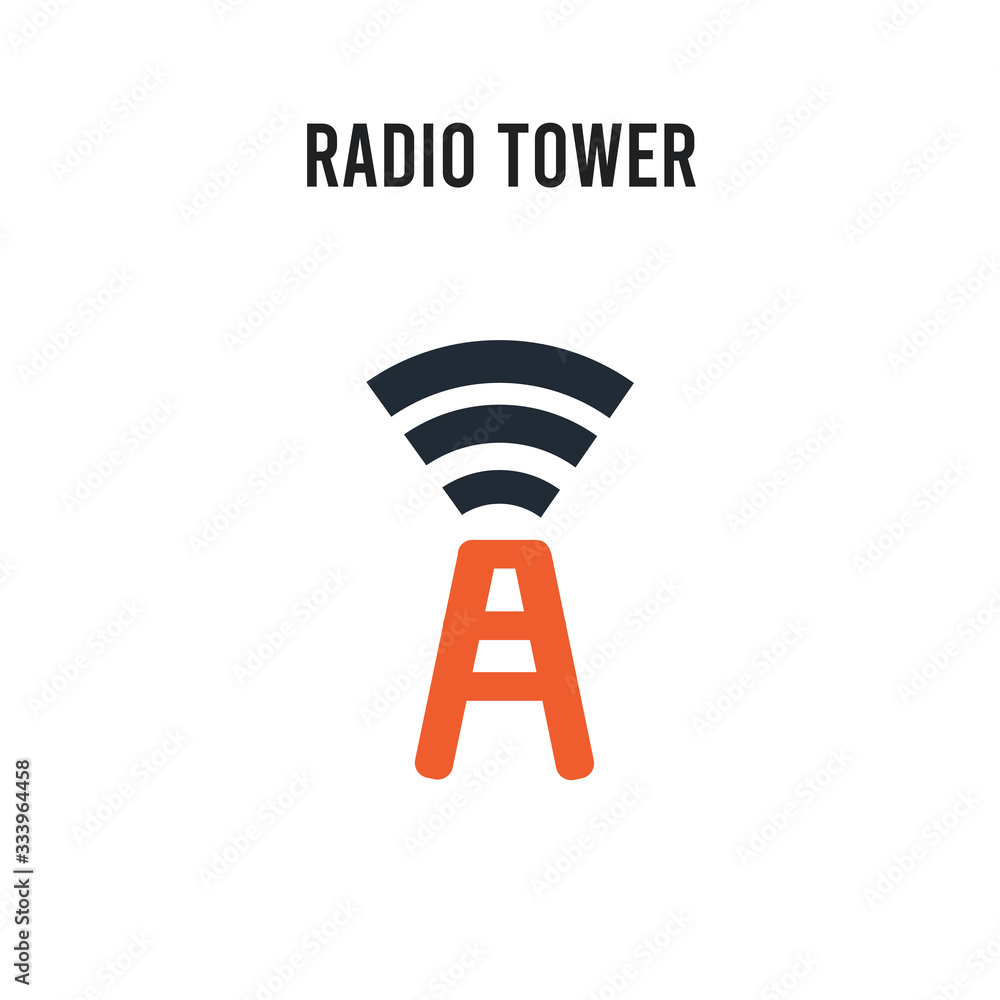 Poster radio tower vector icon on white background. red and black colored radio tower icon. simple element 