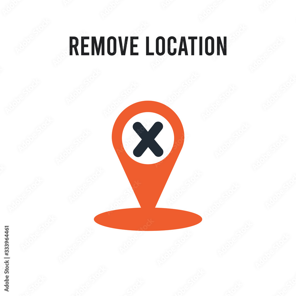 Poster remove location vector icon on white background. red and black colored remove location icon. simple 